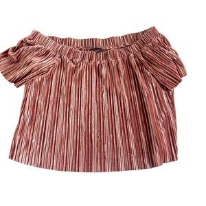 Bardot Rose/Pink Cropped Pleated Off Shoulder Top